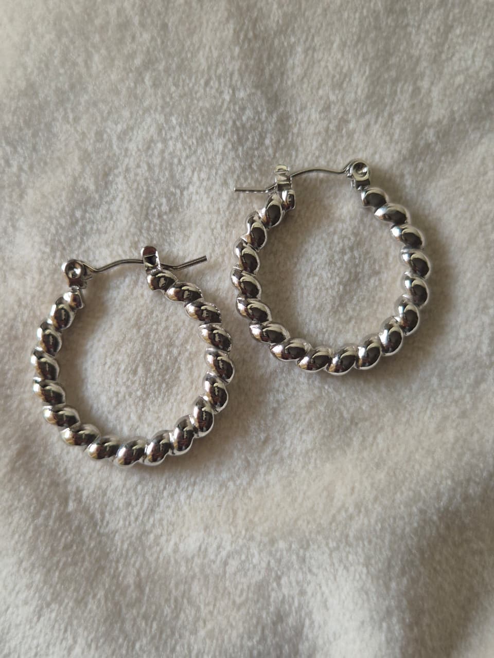 Silver Twisted Circle Hoops