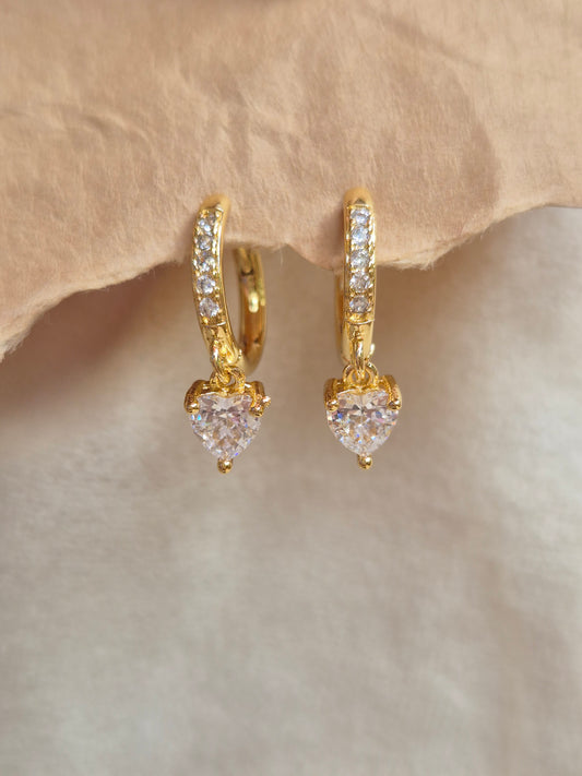 Heart Dangling Hoops