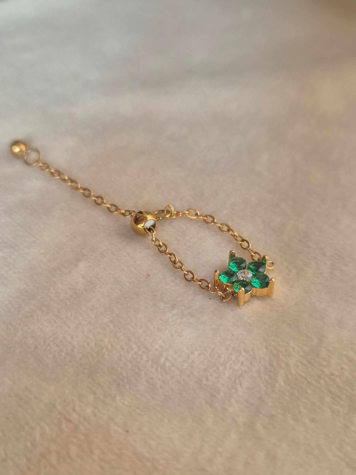 Green Flower Chain Ring (Adjustable)