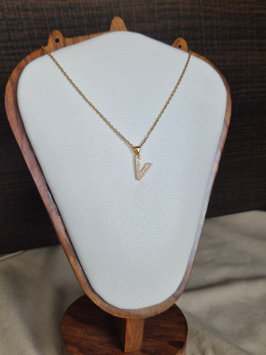 'V' Initial Necklace