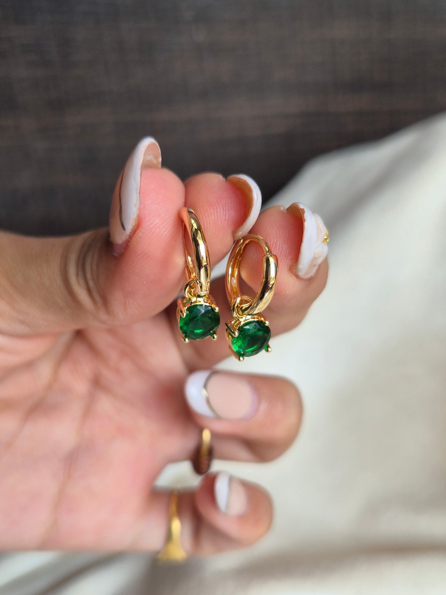 Green Dangling Hoops