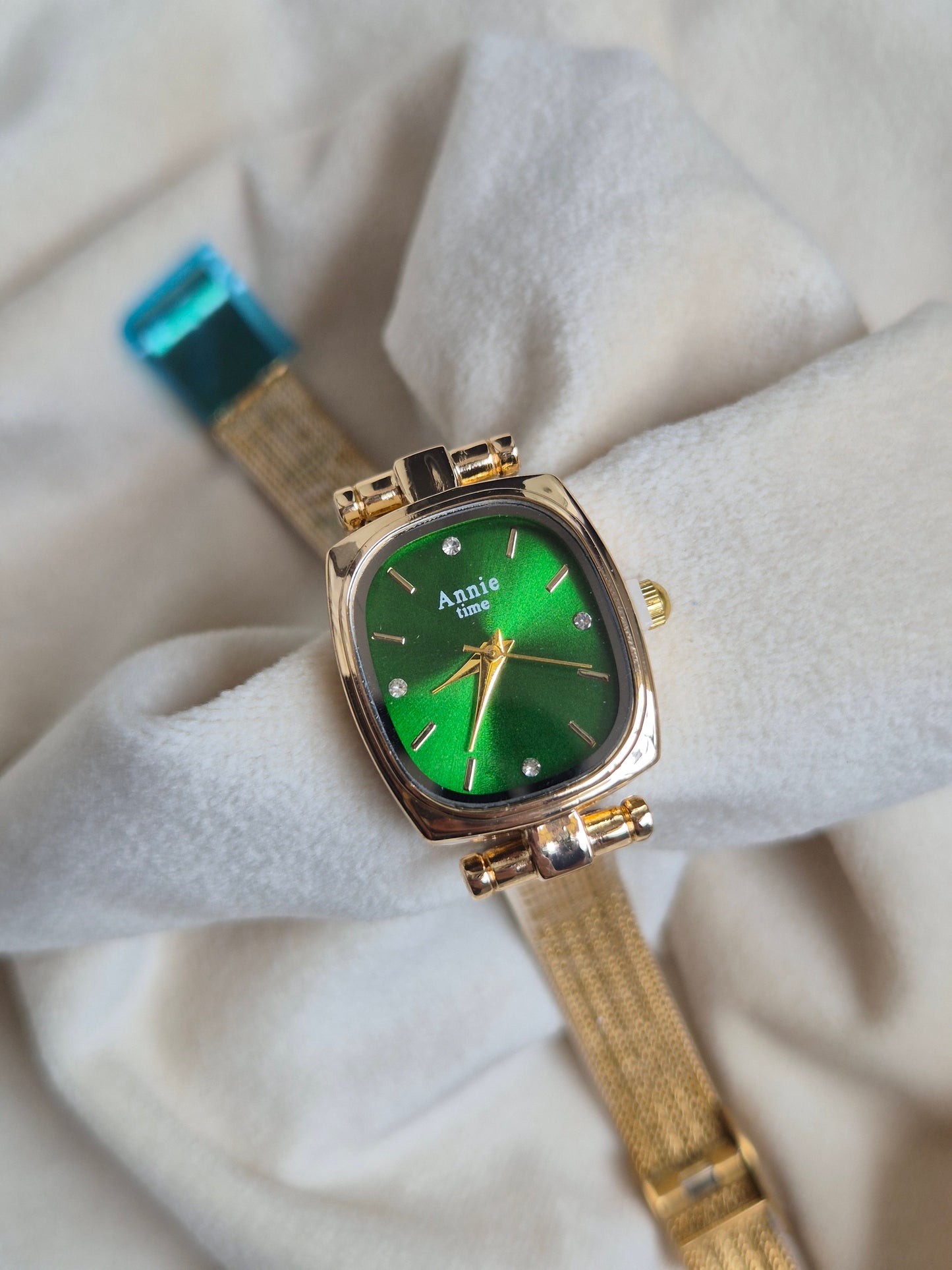 Sq. Green Dial Watch