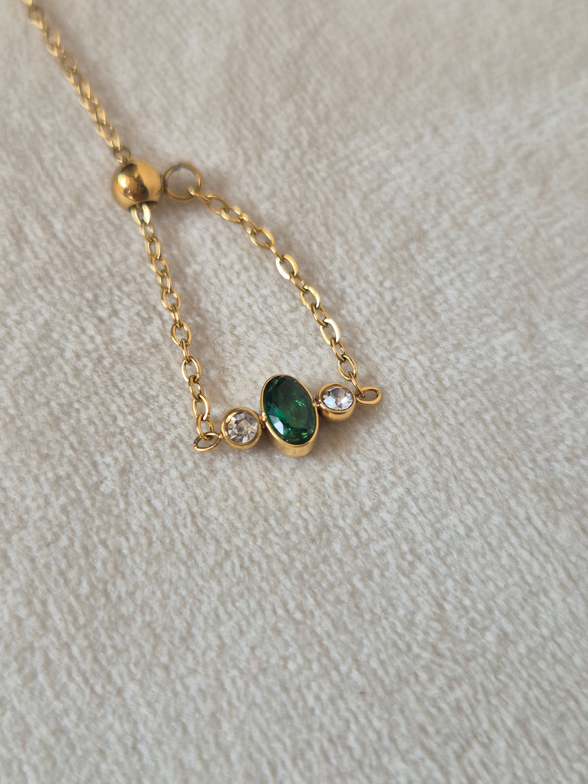 Emerald Chain Ring (Adjustable)