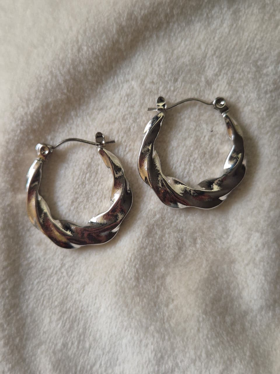 Silver Twisted Hoops