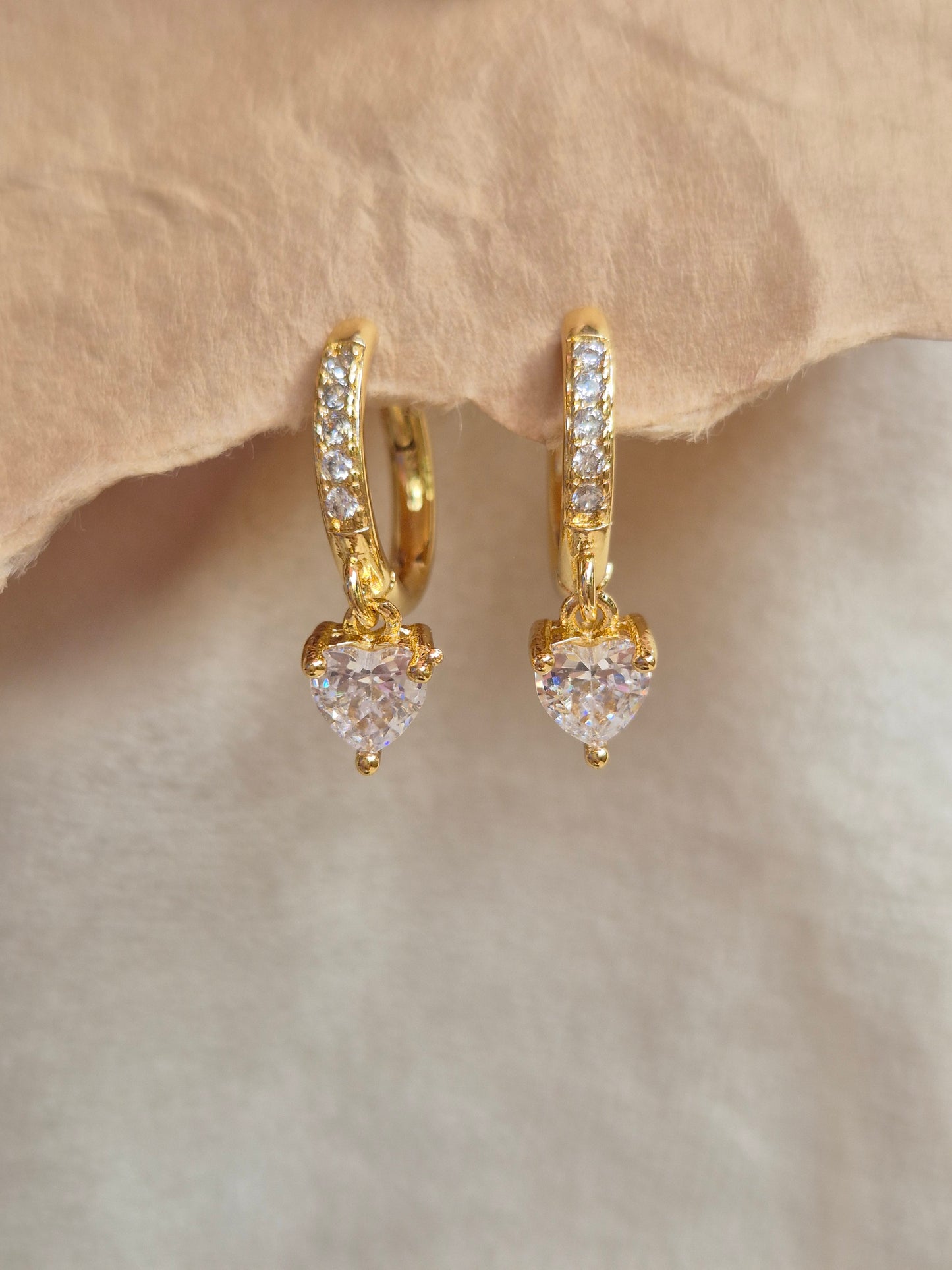 Heart Dangling Hoops
