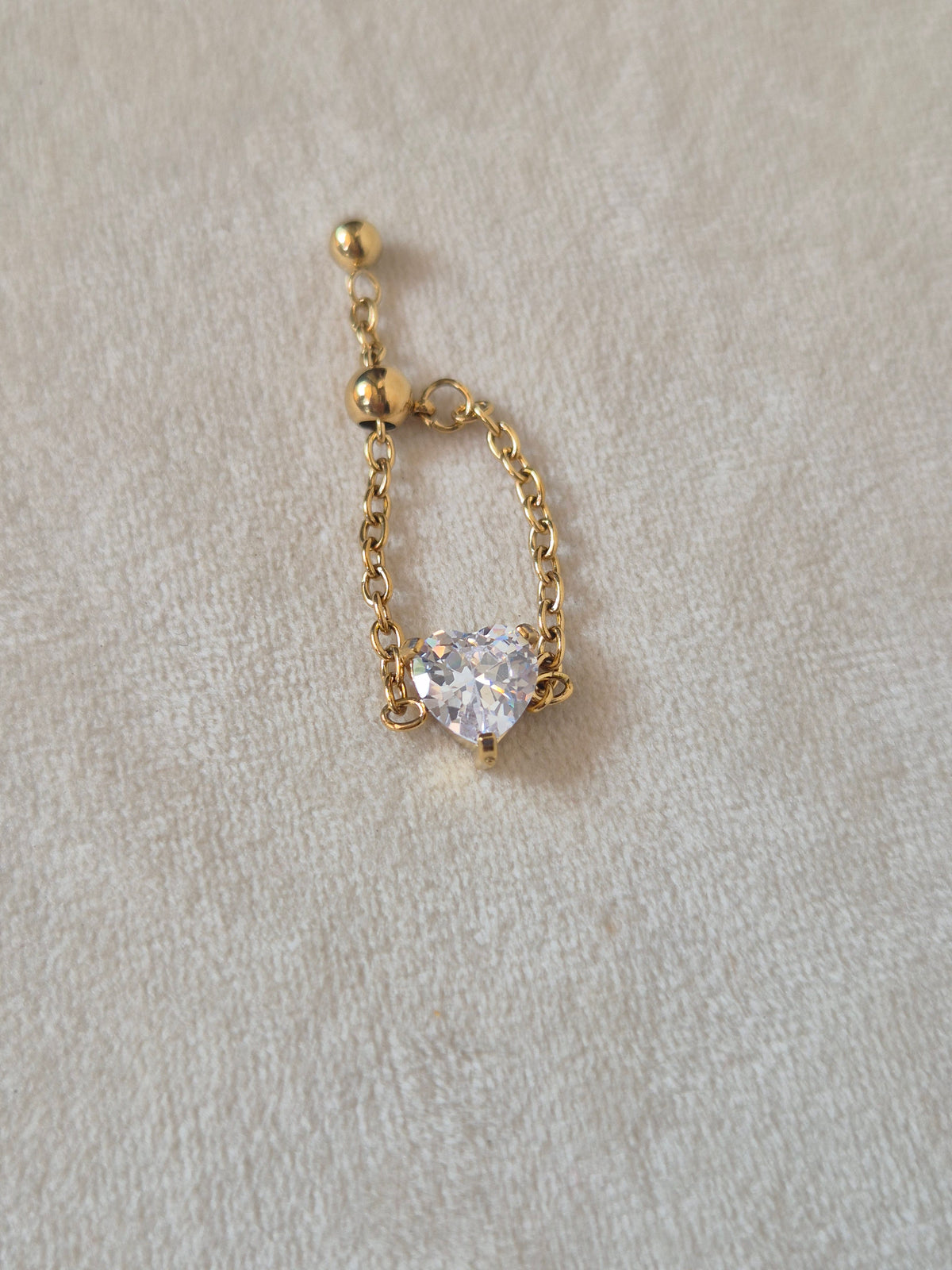 Chunky Diamond Heart Chain Ring (Adjustable)