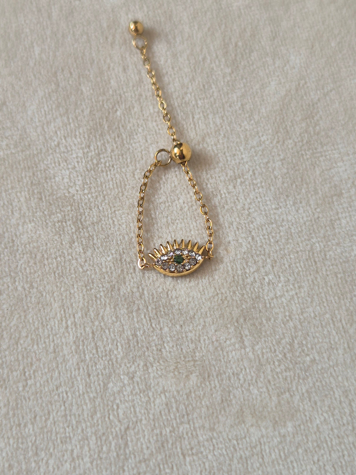Evil Eye Chain Ring (Adjustable)