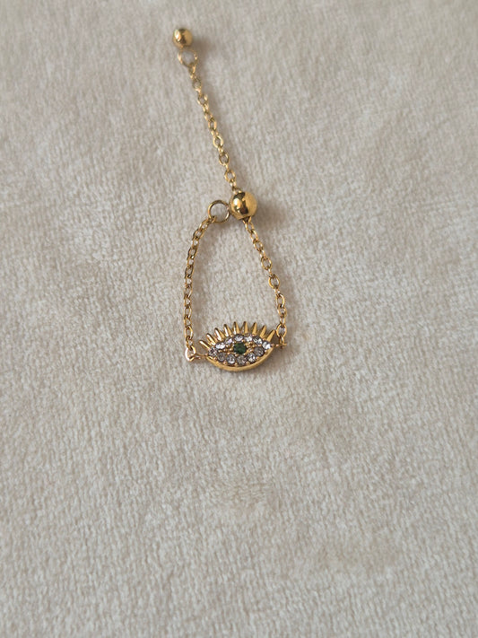 Evil Eye Chain Ring (Adjustable)