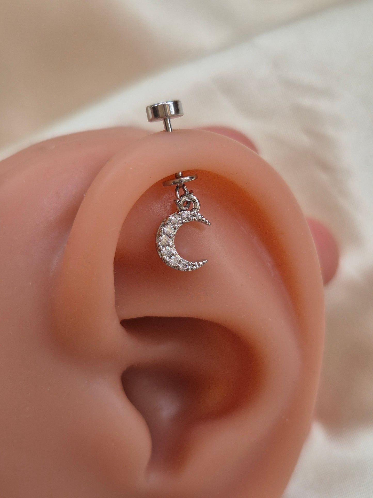 Silver Moon Piercing Studs