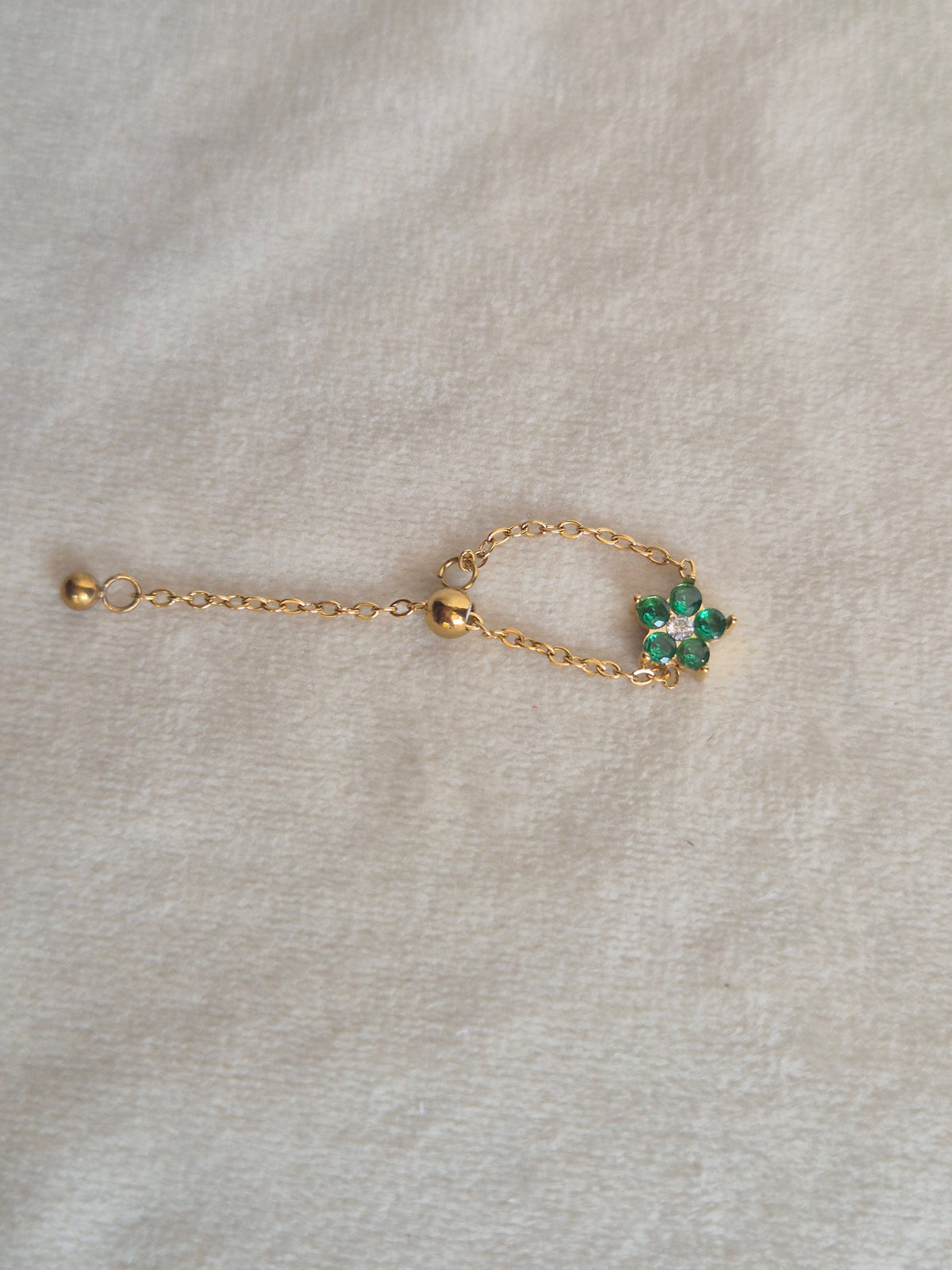 Green Flower Chain Ring (Adjustable)