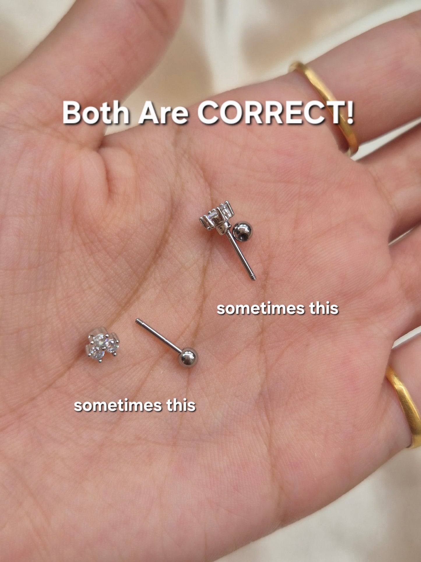3 Stone Silver Studs