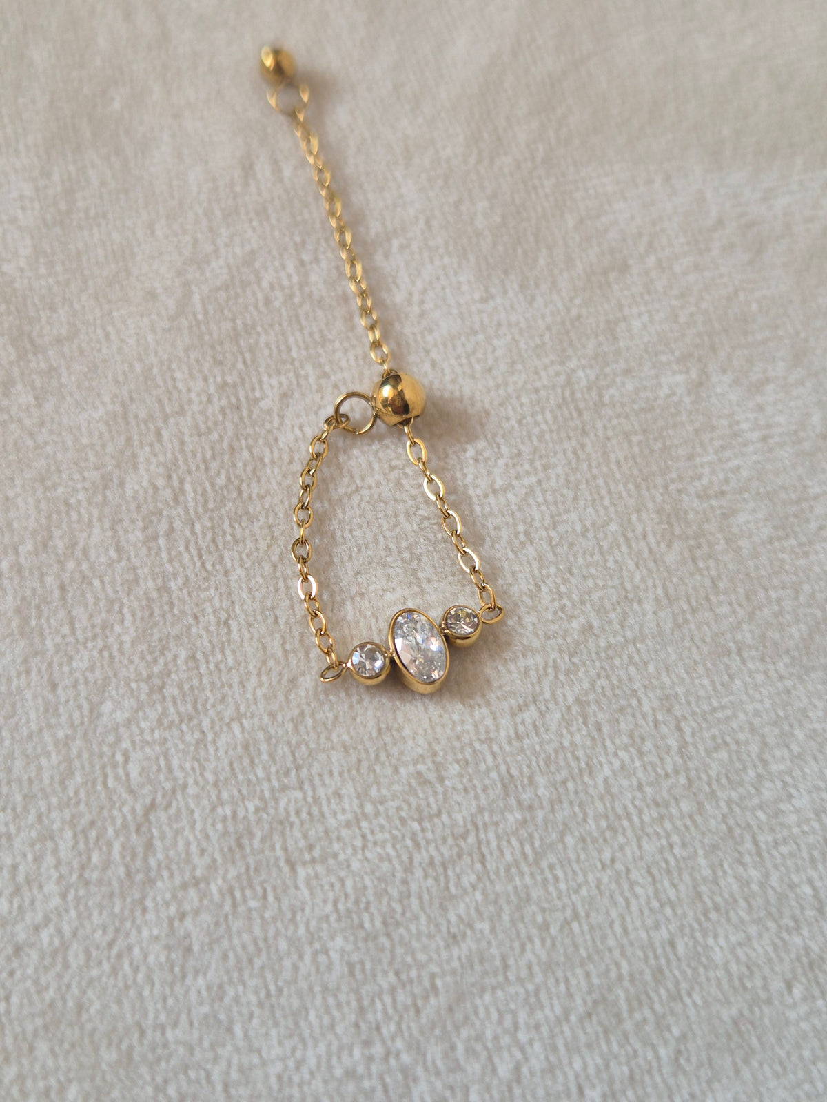 3 Stone Chain Ring (Adjustable)