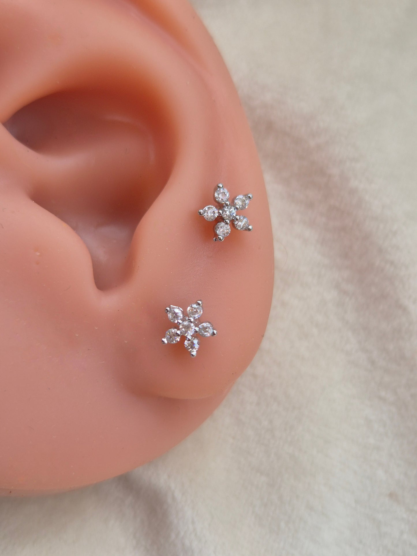 Silver Flower Studs