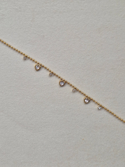 Heart Diamond Charm Bracelet