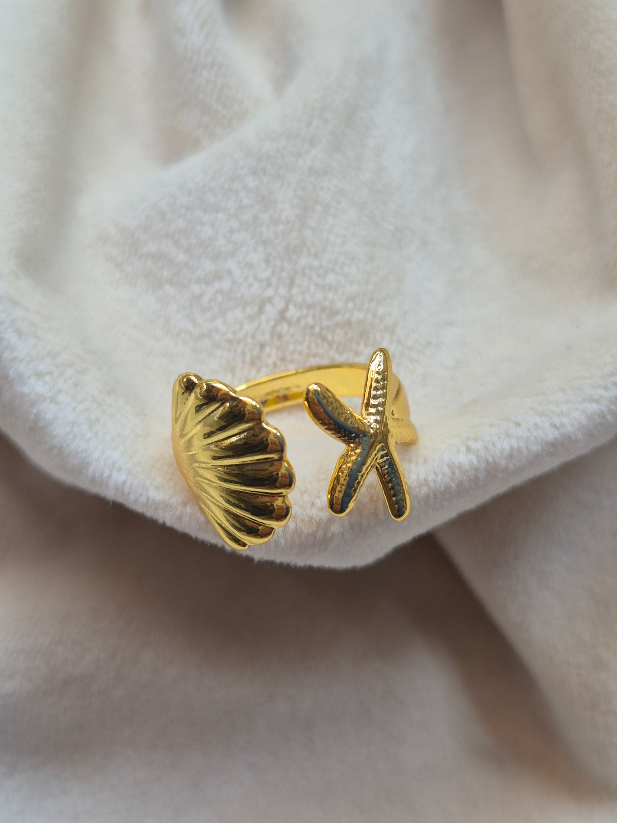 Shell and Starfish Ring (Adjustable)