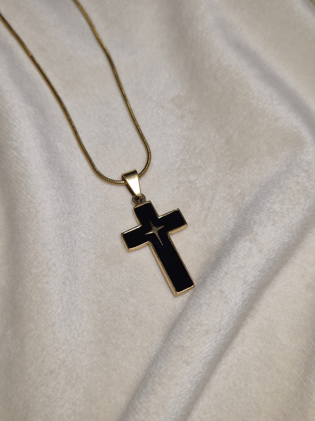 Black & Gold Cross Neckchain