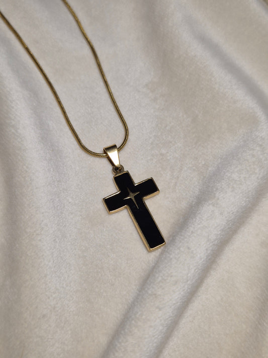 Black & Gold Cross Neckchain