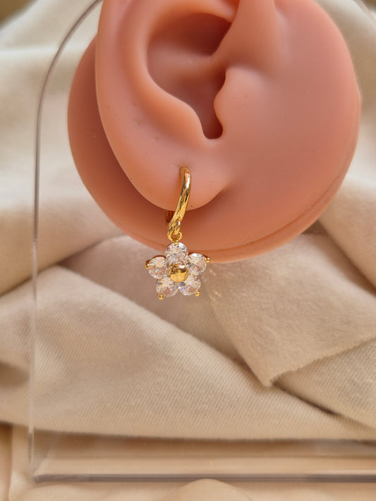 Chunky Flower Dangling Hoops