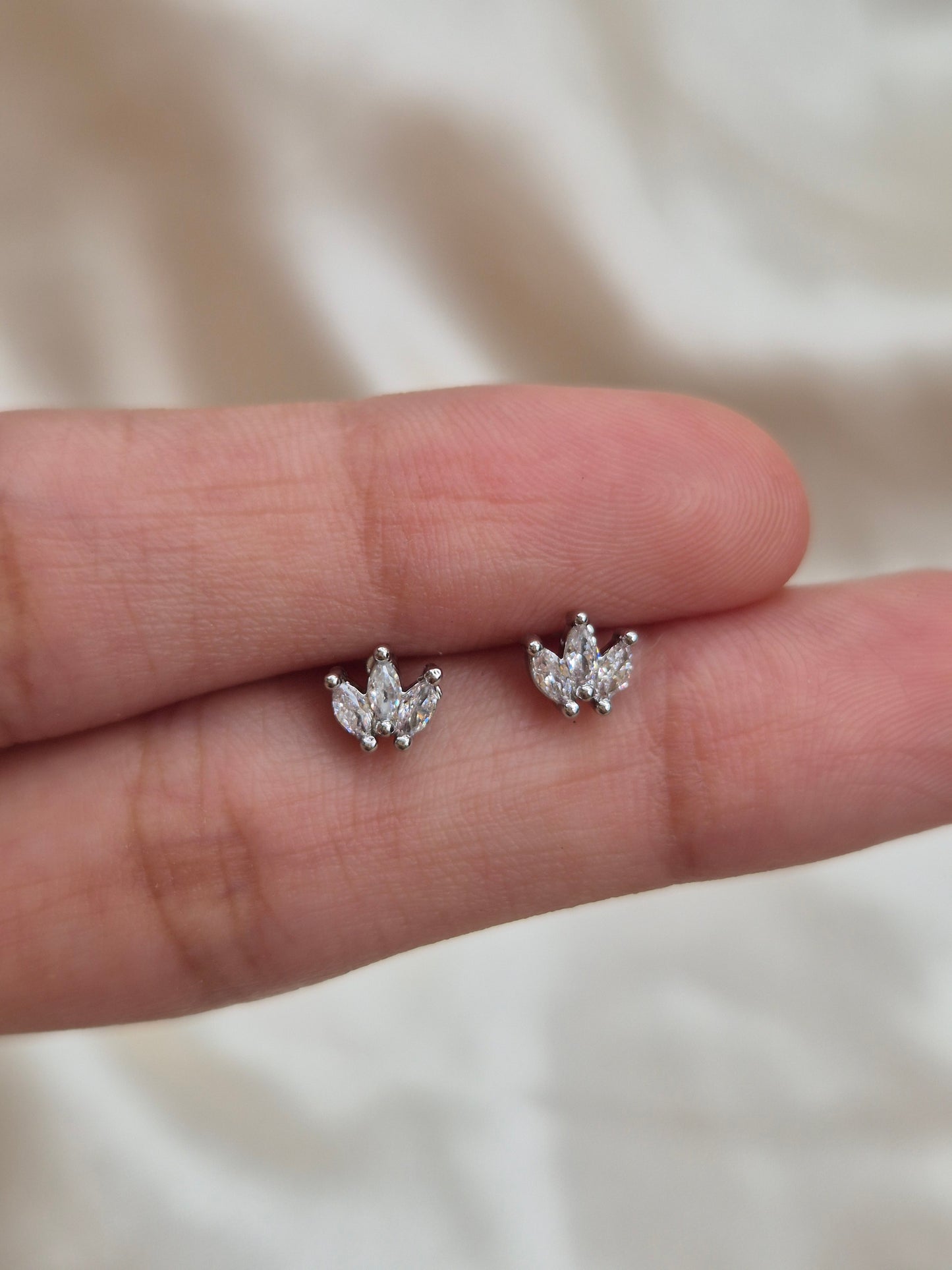 Silver 3 Petal Studs