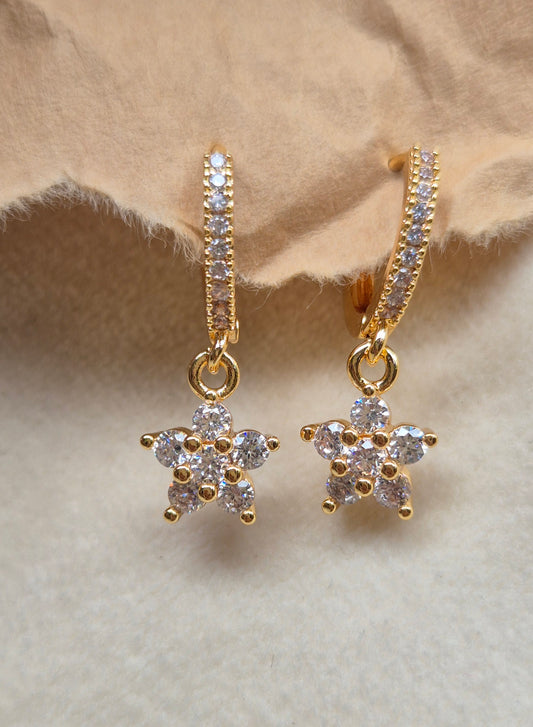 Flower Dangling Hoops