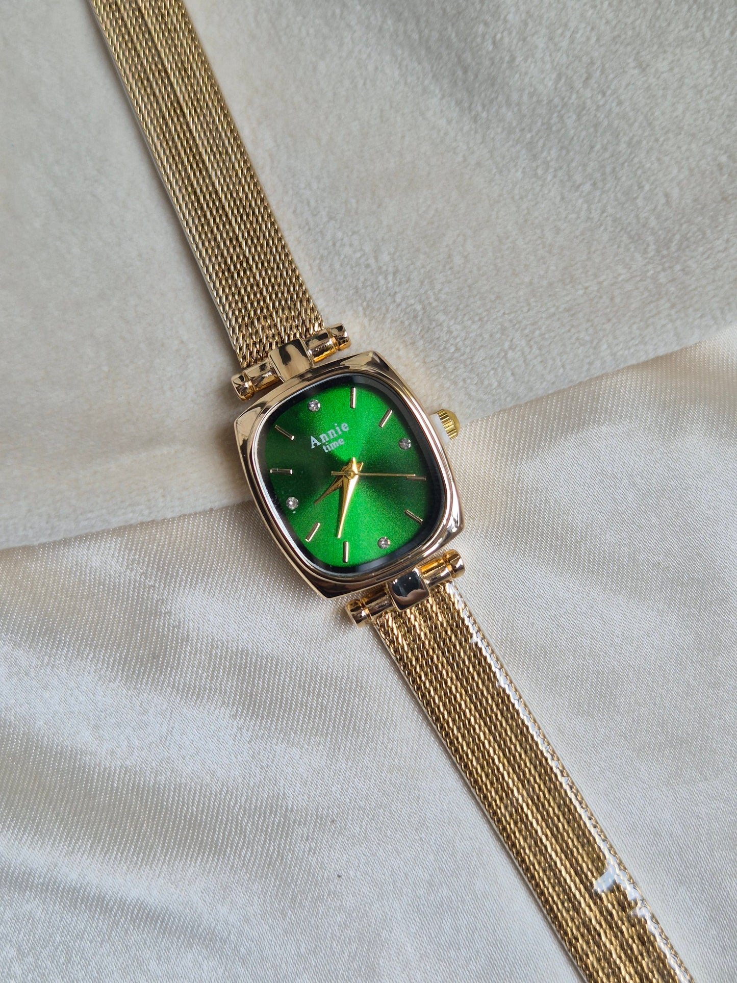 Sq. Green Dial Watch