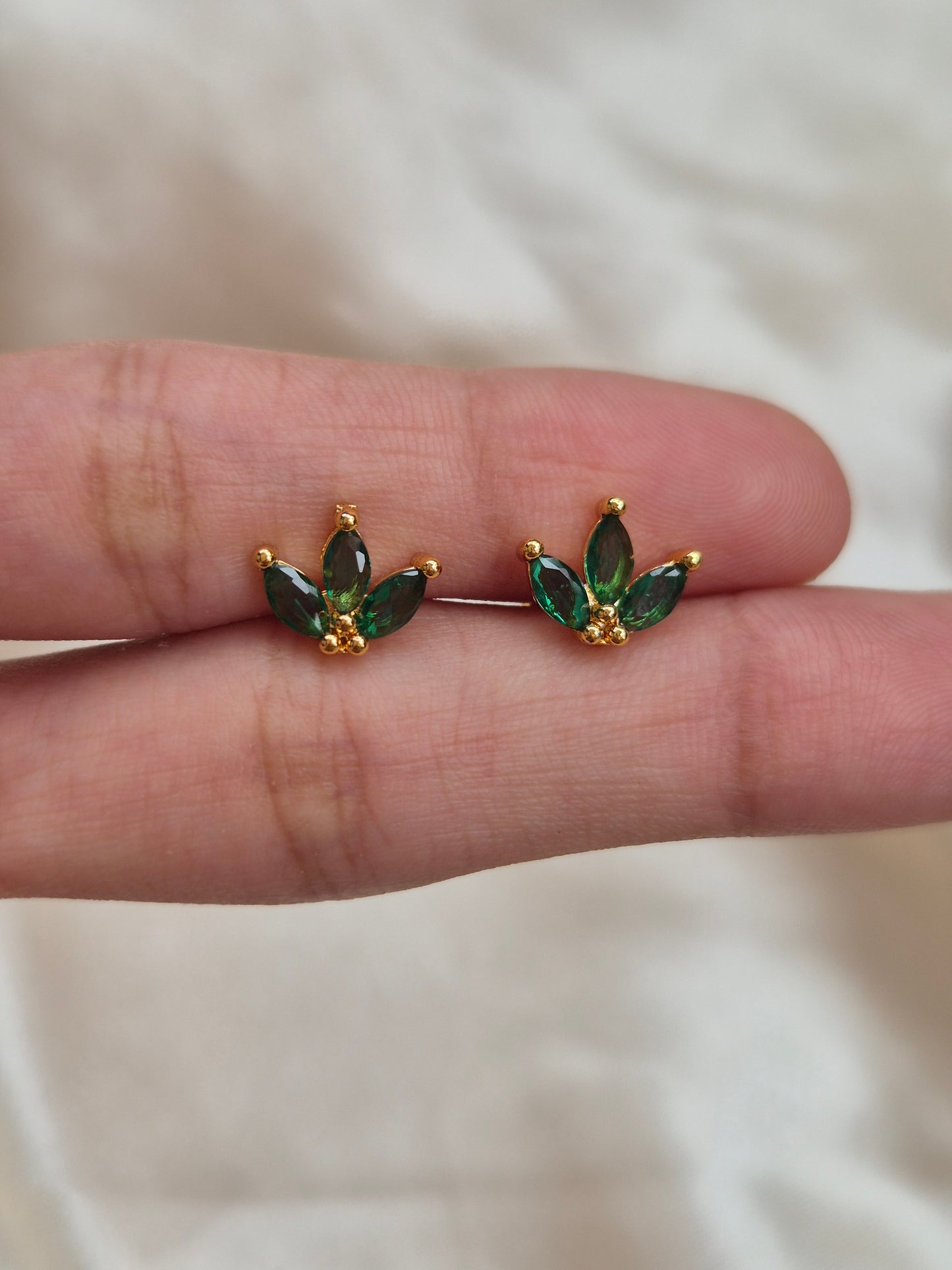 Emerald 3 Petal Studs