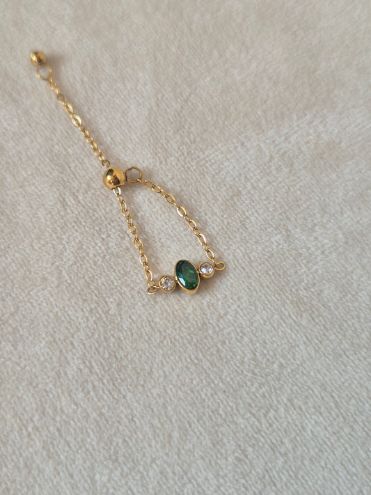 Emerald Chain Ring (Adjustable)