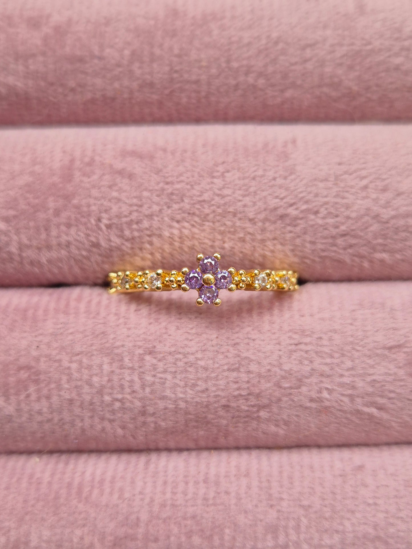 Purple Flower Ring (Adjustable)