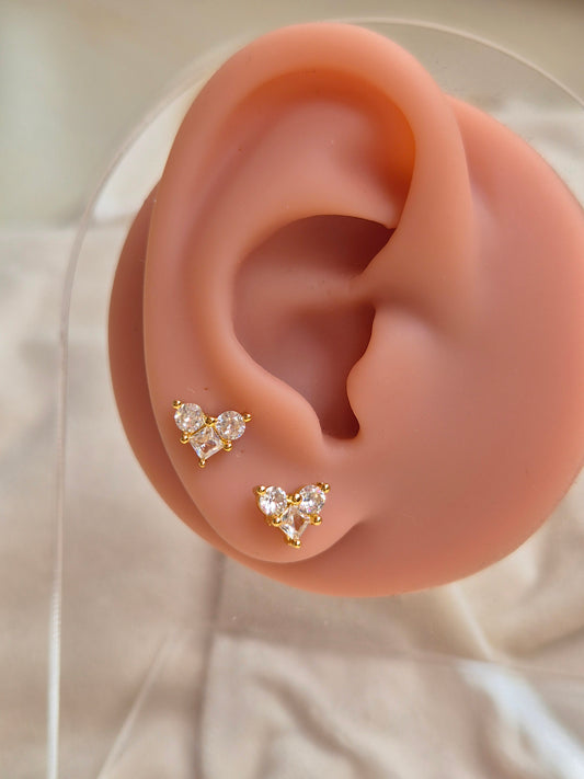 Chunky Diamond Heart Studs