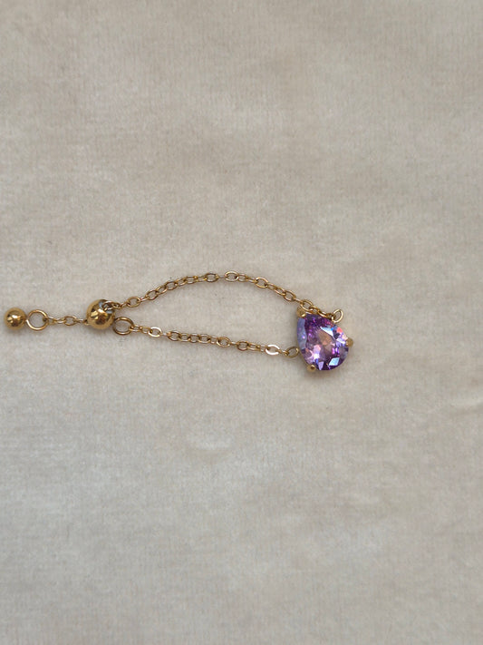 Purple pearcut chain ring (adjustable)