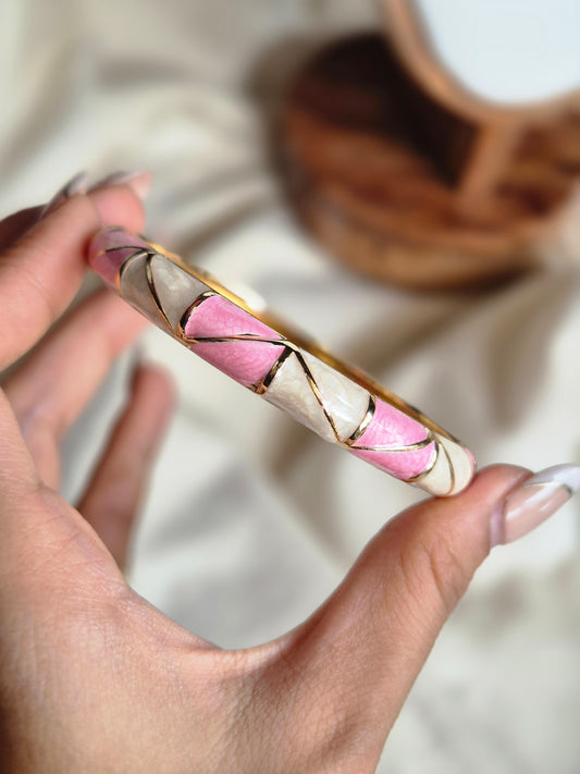 Pink and Biege Enamel Kada (normal size)