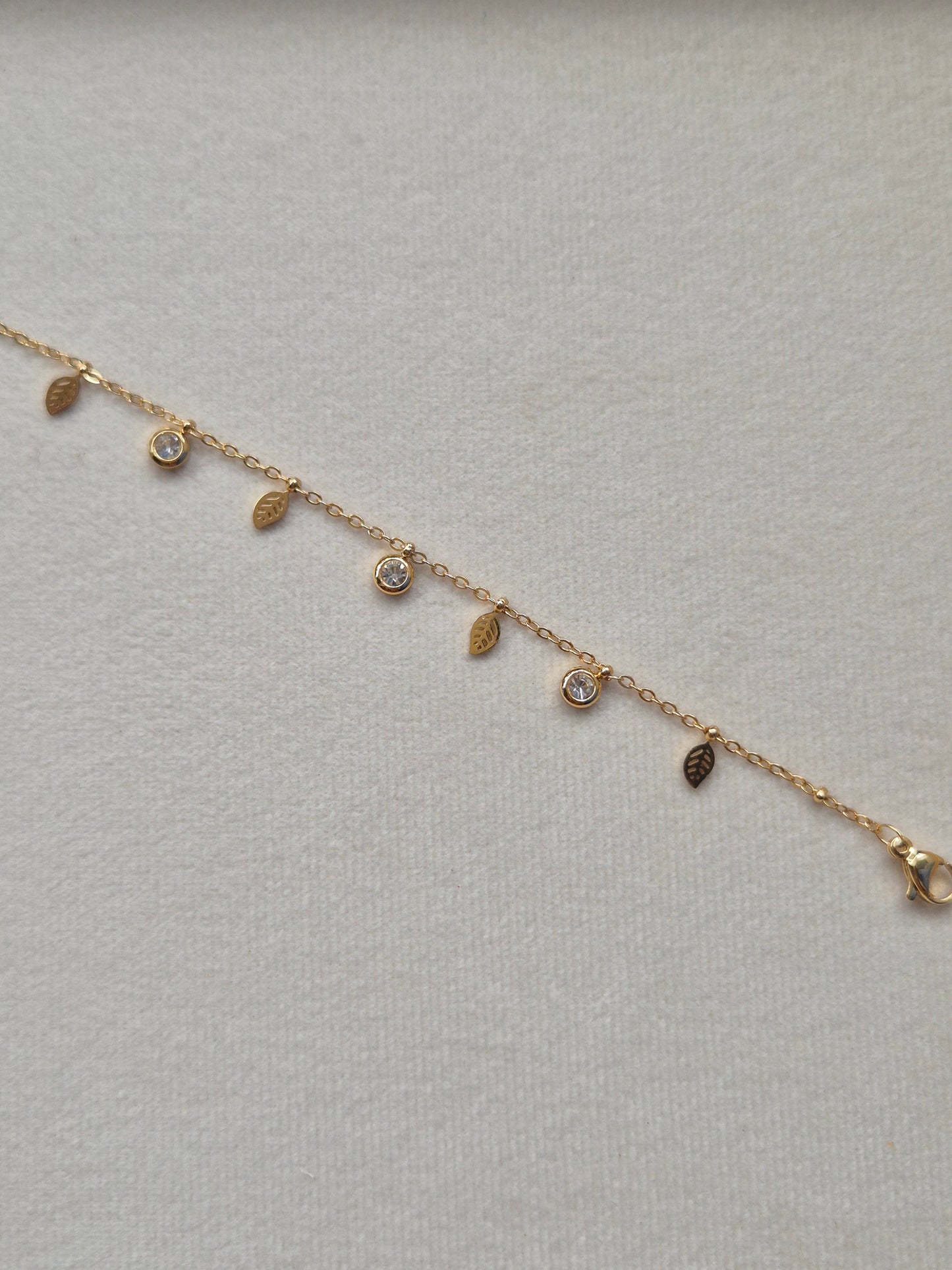 Diamond Leaf Charm Bracelet