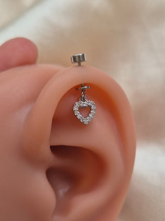 Silver Heart Piercing Studs