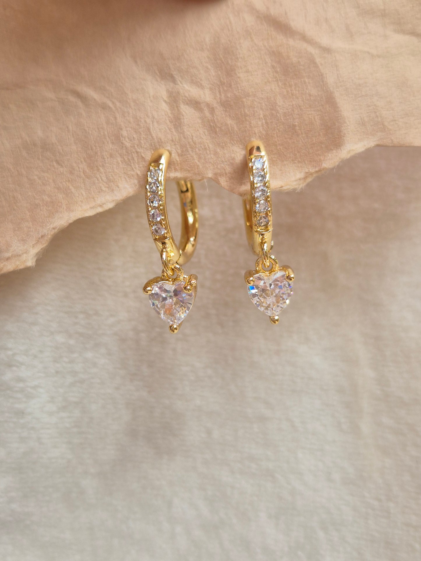 Heart Dangling Hoops