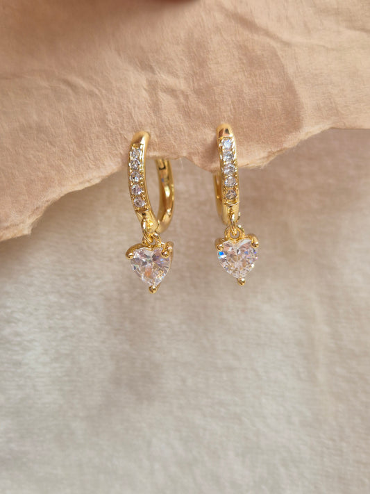 Heart Dangling Hoops