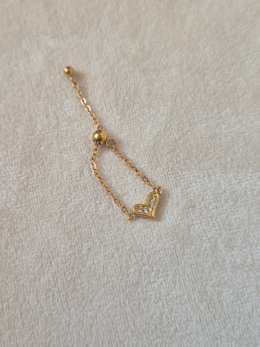 Minimal heart chain ring (Adjustable)