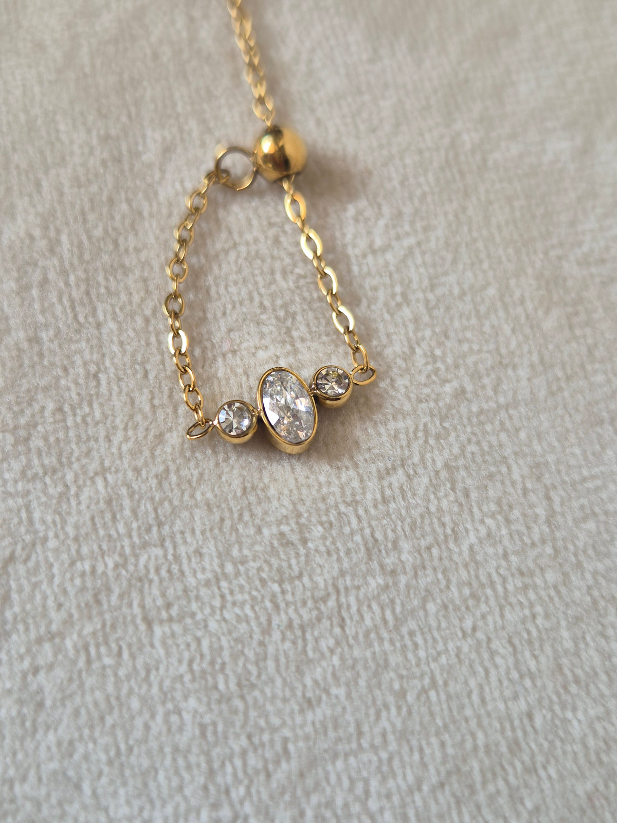 3 Stone Chain Ring (Adjustable)