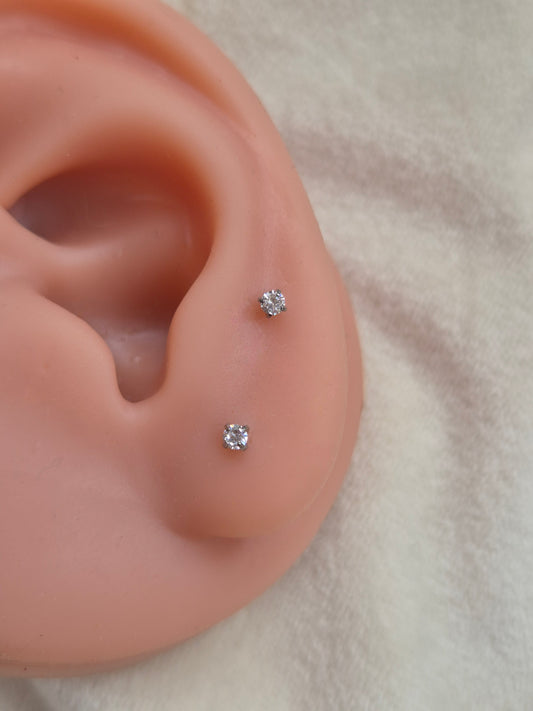 Silver Tiny Diamond Studs
