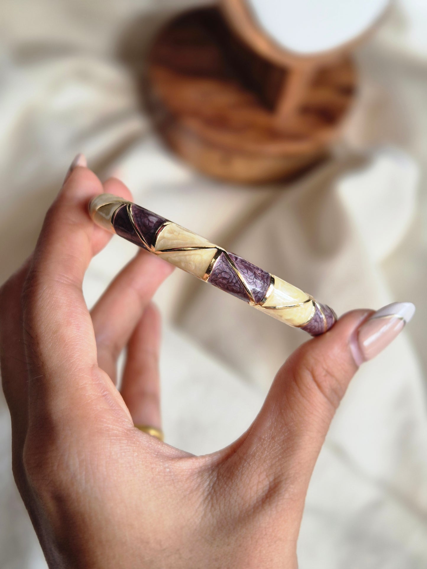 Purple & Biege Enamel Kada (normal size)