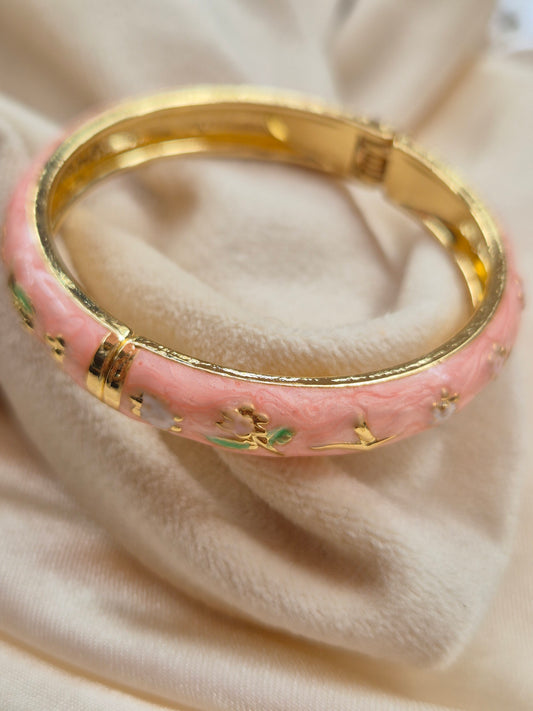 Salmon Pink Enamel Kada (Small Size)