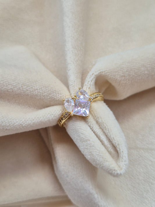Chunky Diamond Heart Ring (adjustable)