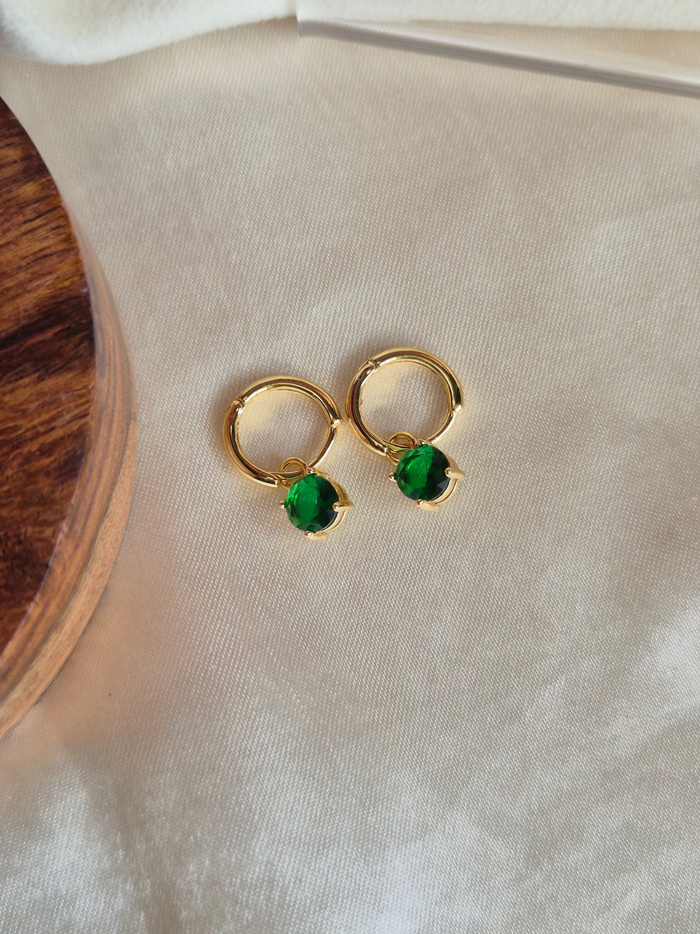 Green Dangling Hoops