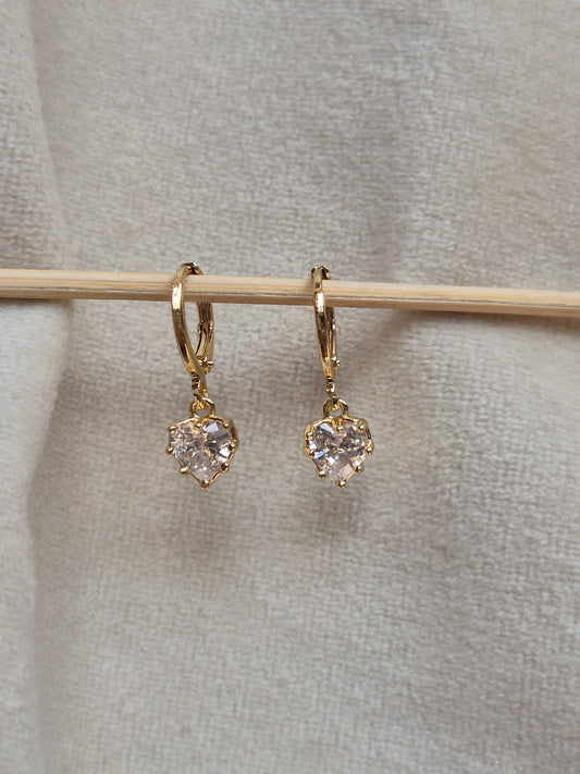 Heart Dangling Hoops