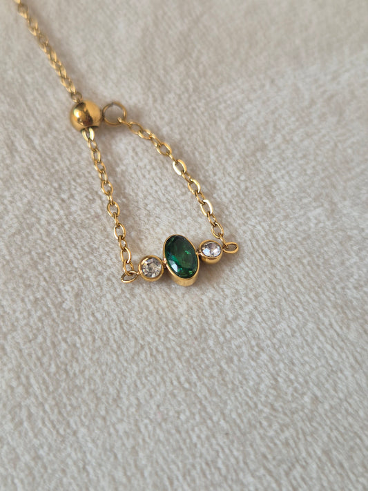 Emerald Chain Ring (Adjustable)